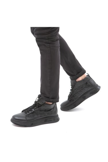  Valmenti Erkek Siyah Deri & Tekstil Casual Bot