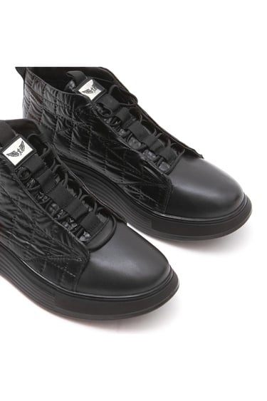  Valmenti Erkek Siyah Deri & Tekstil Casual Bot