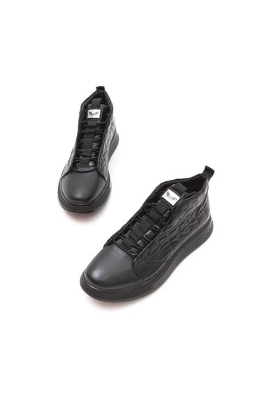  Valmenti Erkek Siyah Deri & Tekstil Casual Bot