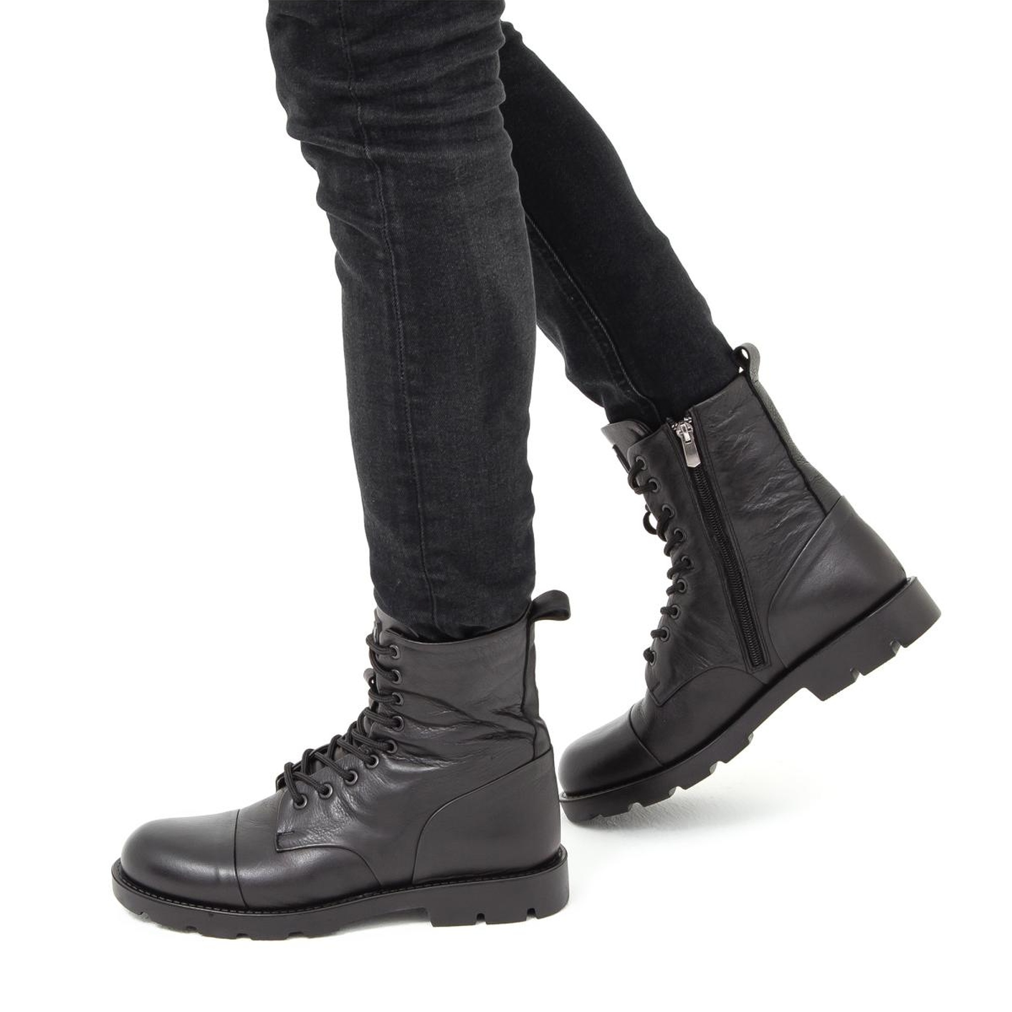 Valmenti Dabih Erkek Siyah Hakiki Deri Casual Bot