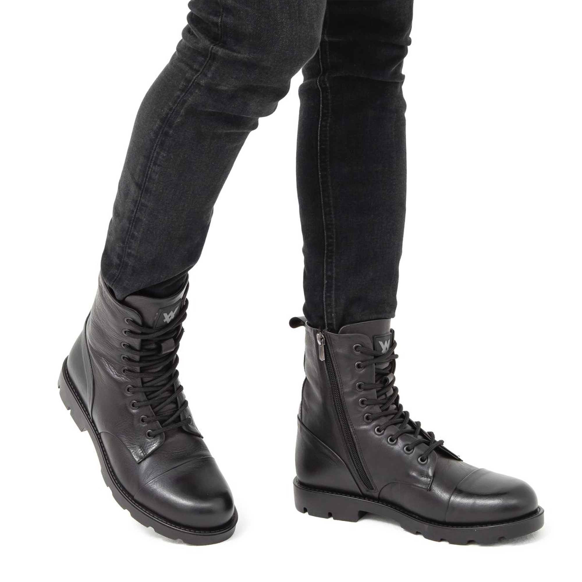 Valmenti Dabih Erkek Siyah Hakiki Deri Casual Bot