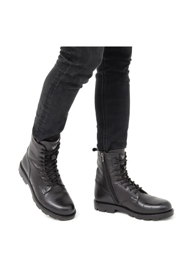  Valmenti Dabih Erkek Siyah Hakiki Deri Casual Bot