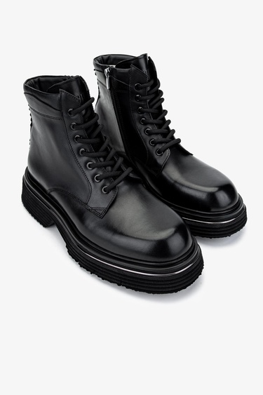  Valmenti Erkek Hakiki Deri Siyah Analin POSTAL Bot