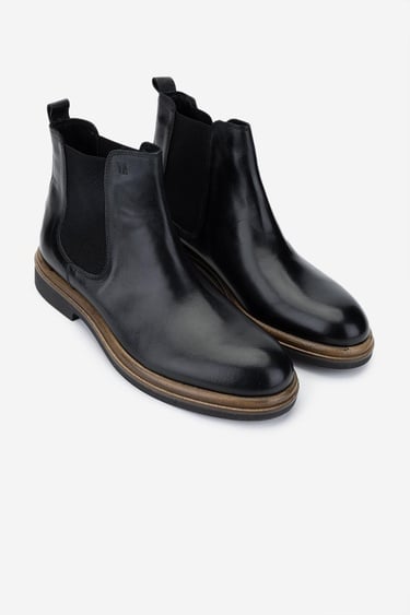  Valmenti Erkek Hakiki Deri Siyah Deri Casual Bot