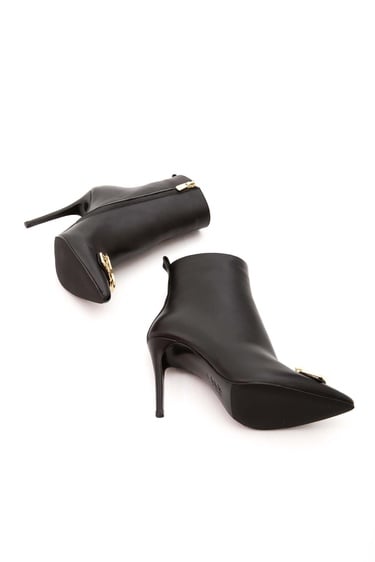  Tamer Tanca Kadın Hakiki Deri Siyah Topuklu Bot