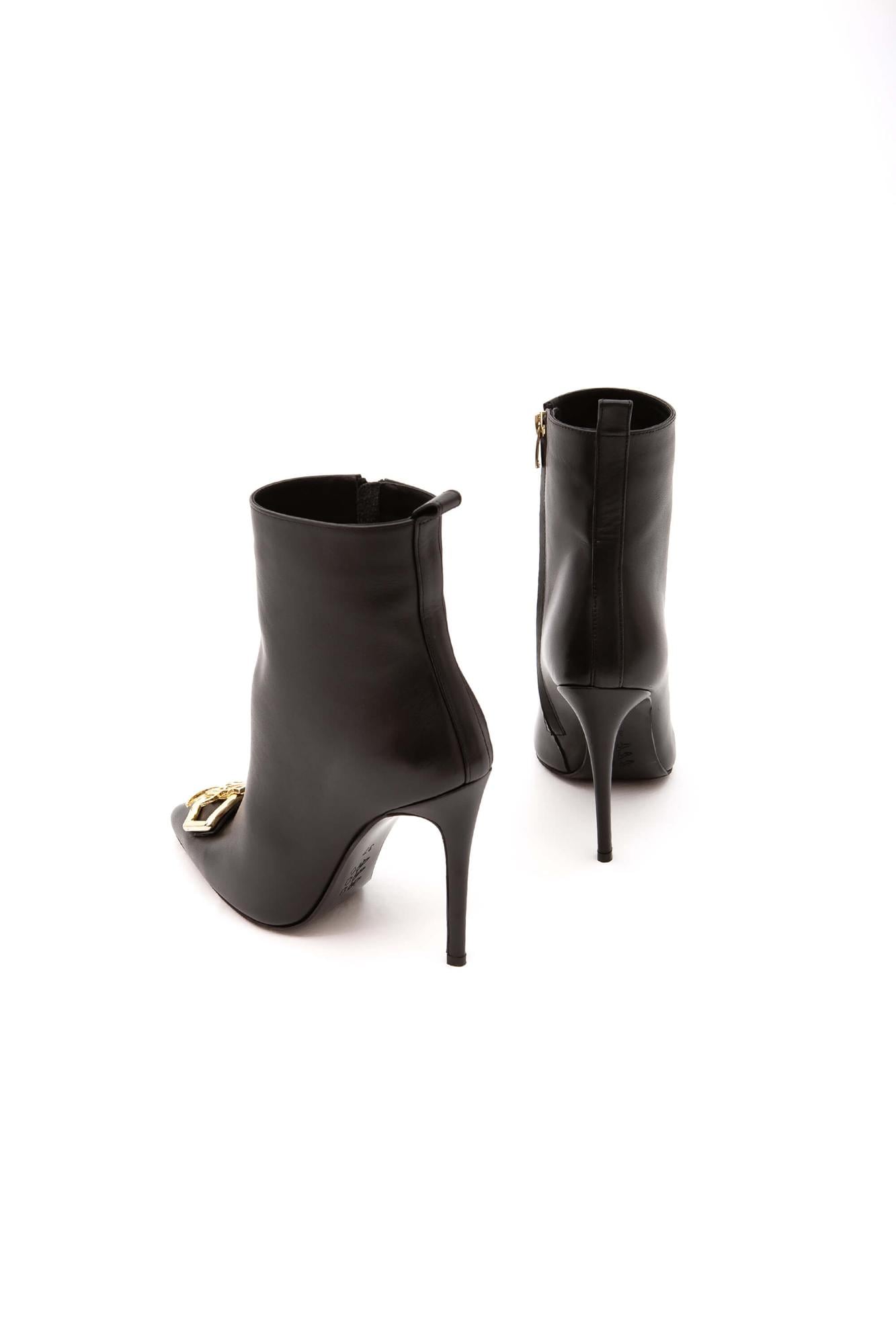 Tamer Tanca Tamer Tanca Kadın Hakiki Deri Siyah Topuklu Bot | FashFed Siyah - 5. görsel