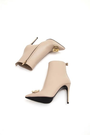  Tamer Tanca Kadın Hakiki Deri Bej Topuklu Bot