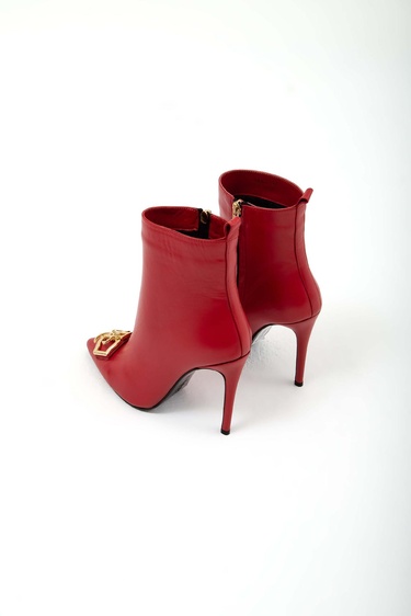  Tamer Tanca Kadın Hakiki Deri Kırmızı Topuklu Bot