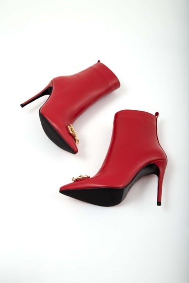  Tamer Tanca Kadın Hakiki Deri Kırmızı Topuklu Bot
