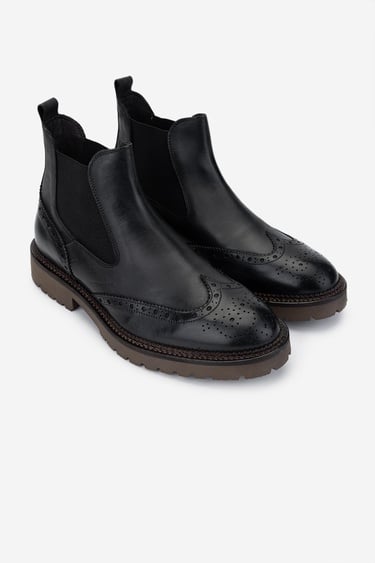  Valmenti Erkek Hakiki Deri Siyah Casual Bot