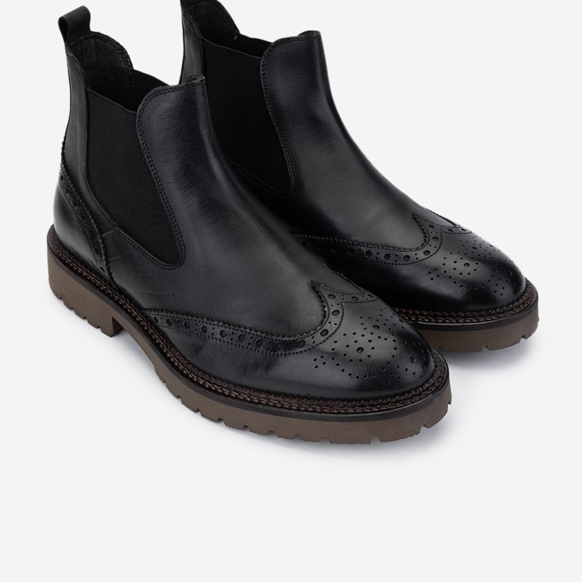 Valmenti Erkek Hakiki Deri Siyah Casual Bot