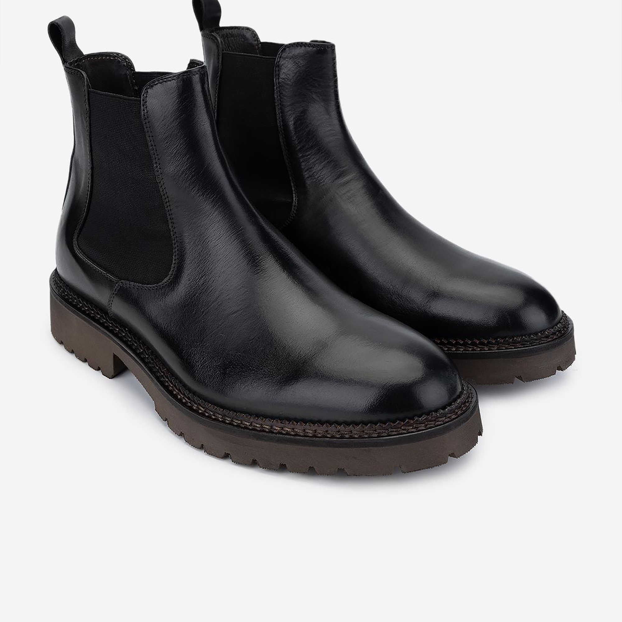 Valmenti Erkek Hakiki Deri Siyah Casual Bot