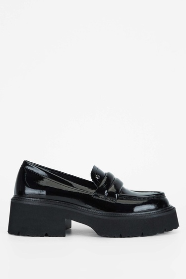 Tamer Tanca Kadın Hakiki Deri Siyah Loafer Ayakkabı