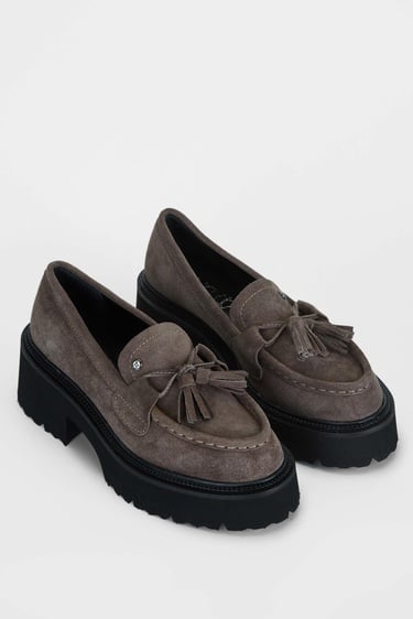  Tamer Tanca Kadın Hakiki Deri Gri Loafer Ayakkabı