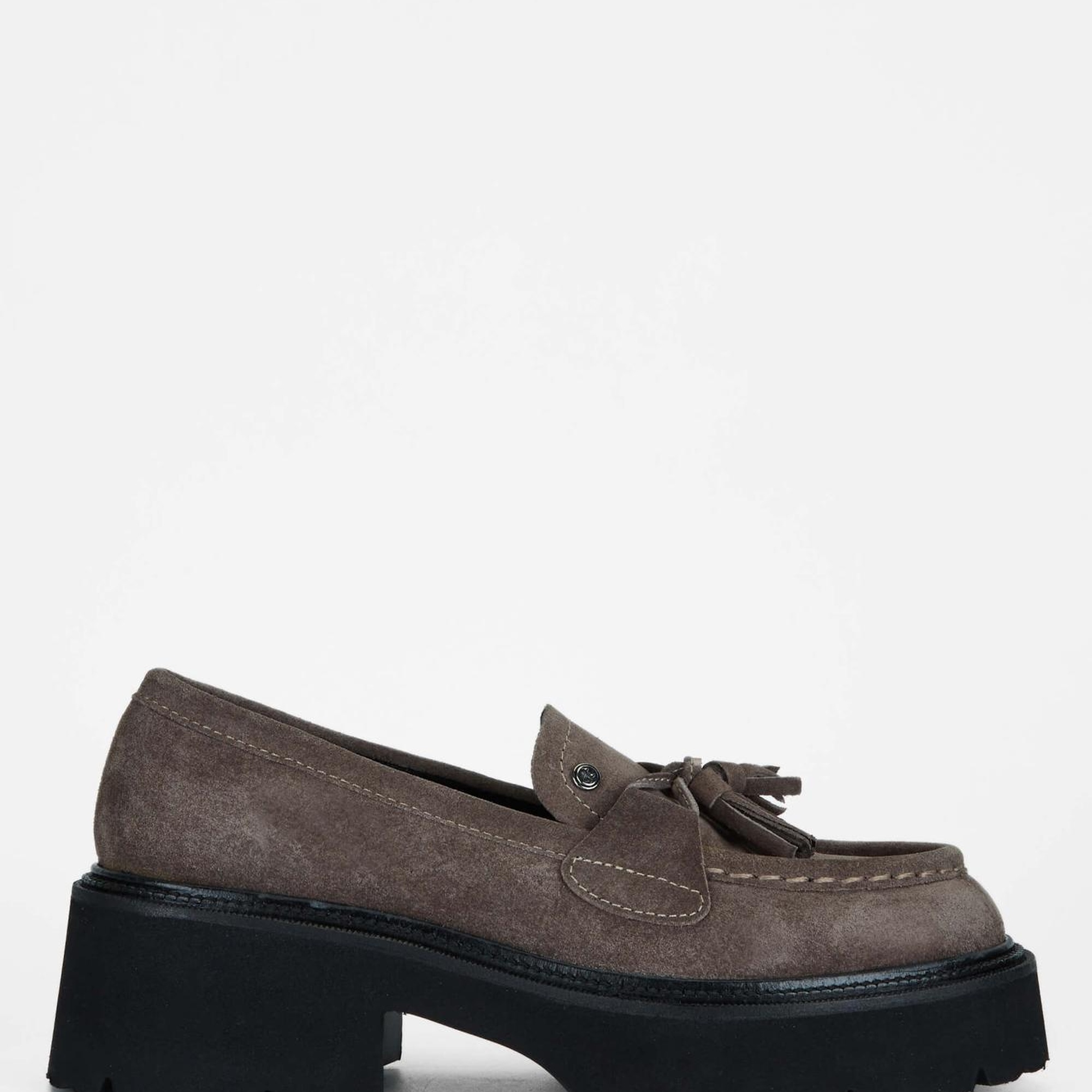 Tamer Tanca Kadın Hakiki Deri Gri Loafer Ayakkabı