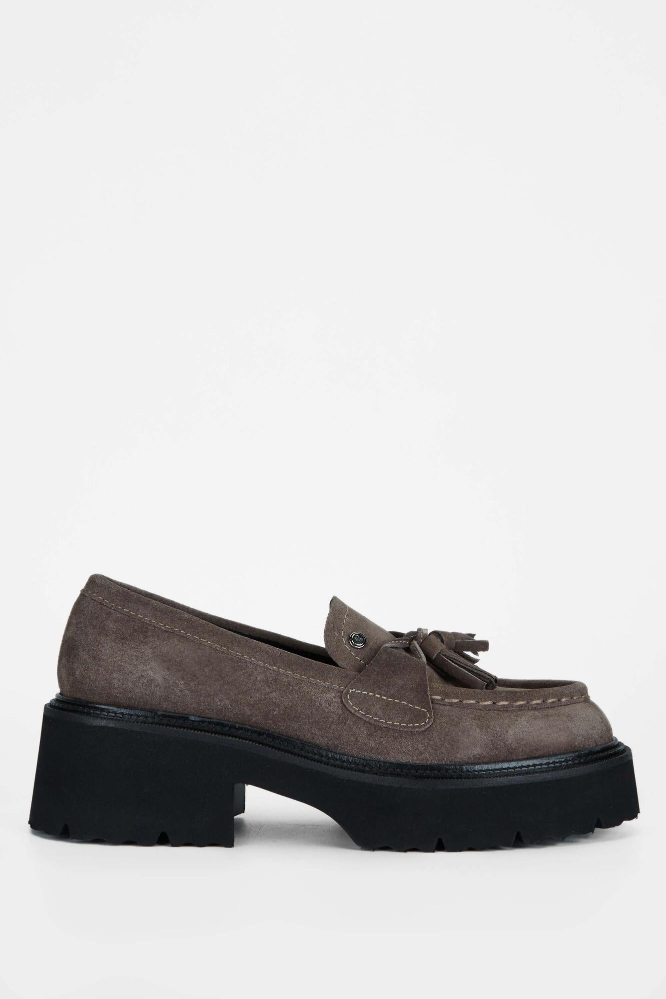  Tamer Tanca Kadın Hakiki Deri Gri Loafer Ayakkabı