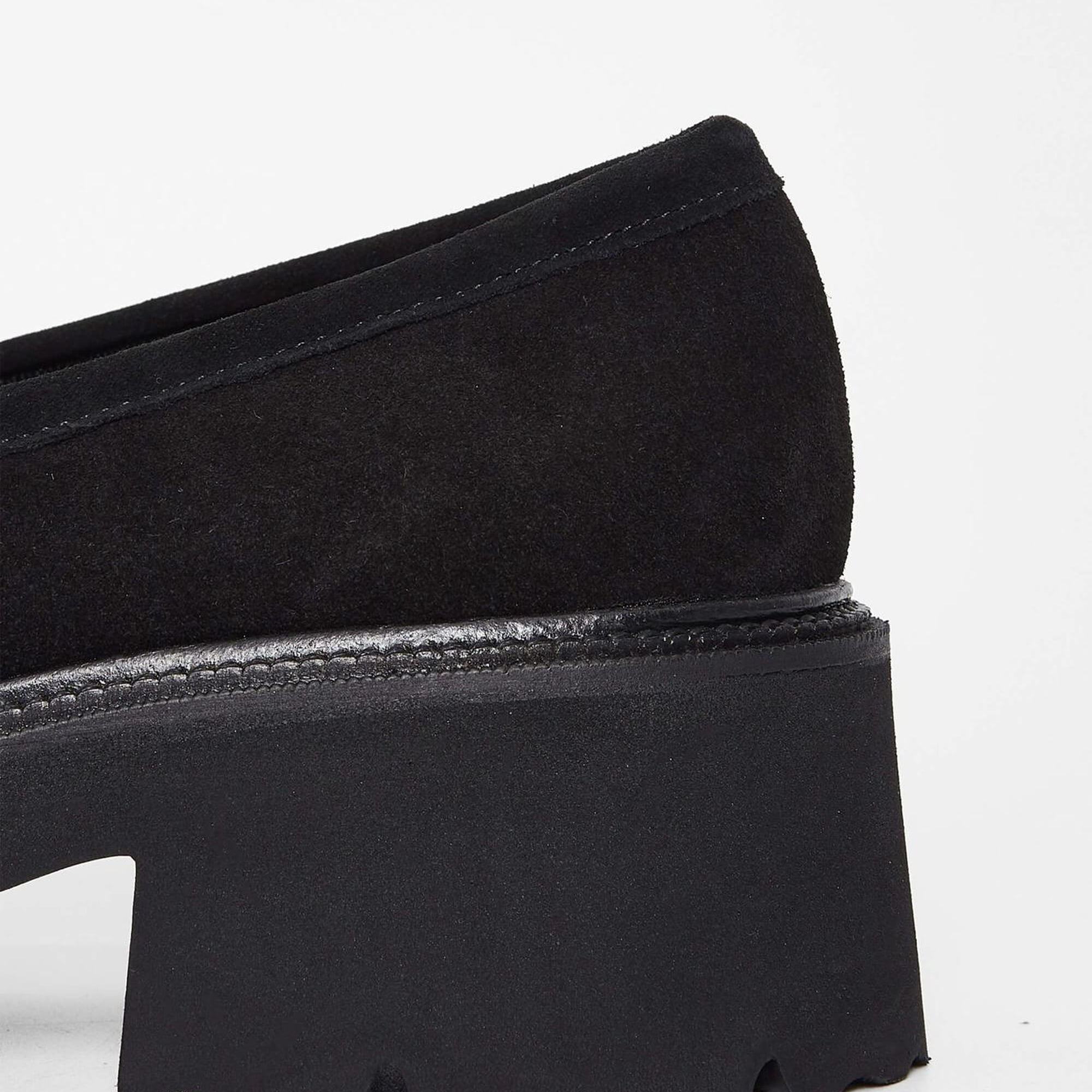 Tamer Tanca Kadın Hakiki Deri Siyah Süet Loafer Ayakkabı