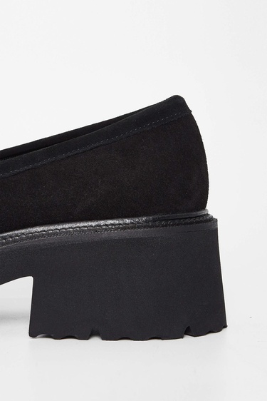  Tamer Tanca Kadın Hakiki Deri Siyah Süet Loafer Ayakkabı