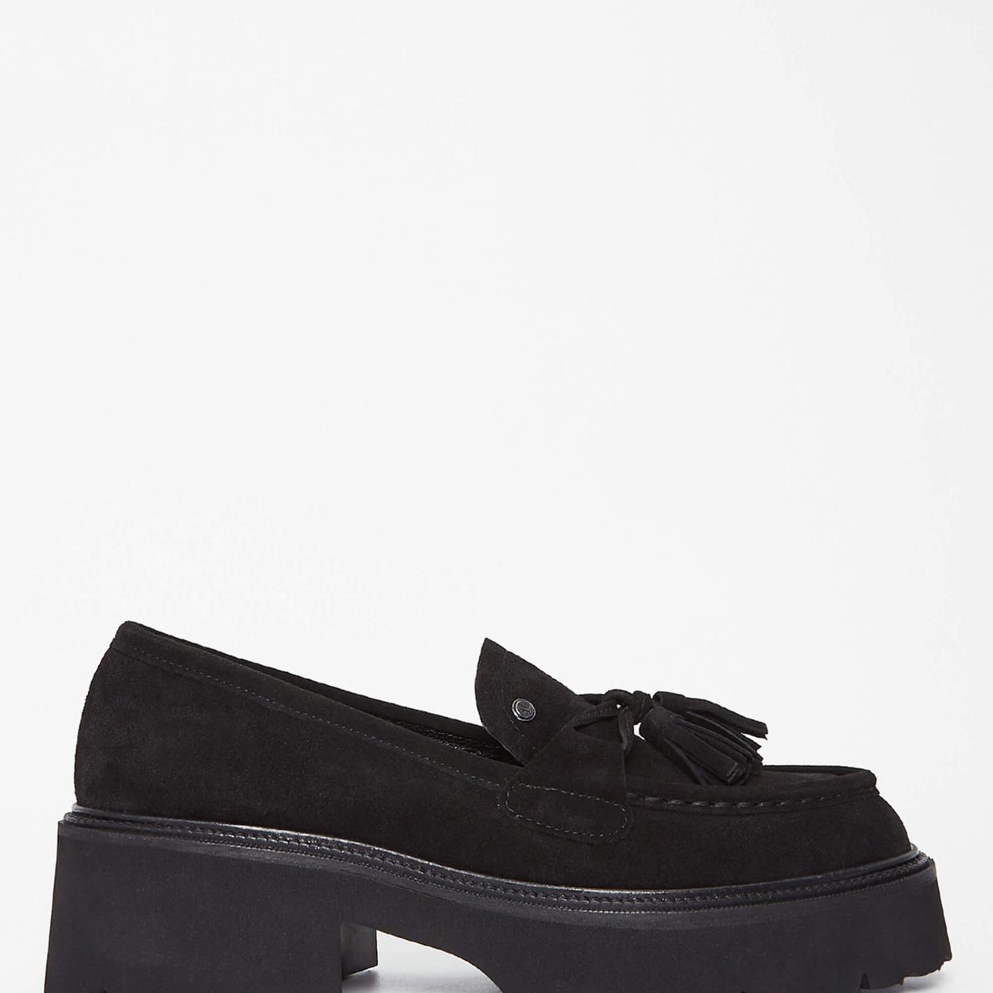 Tamer Tanca Kadın Hakiki Deri Siyah Süet Loafer Ayakkabı