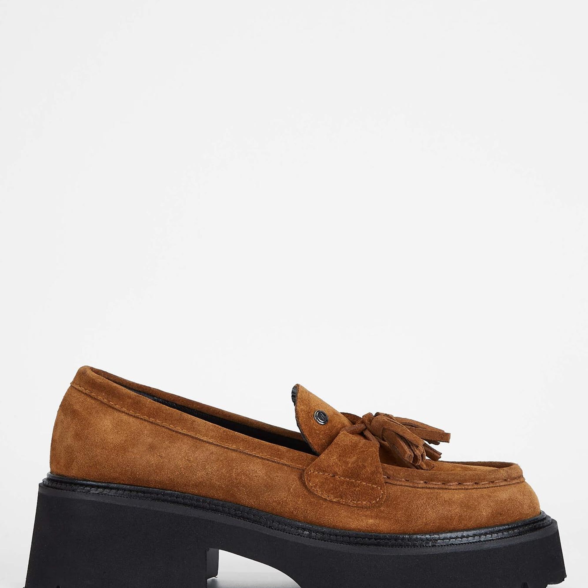 Tamer Tanca Kadın Hakiki Deri Taba Süet Loafer Ayakkabı