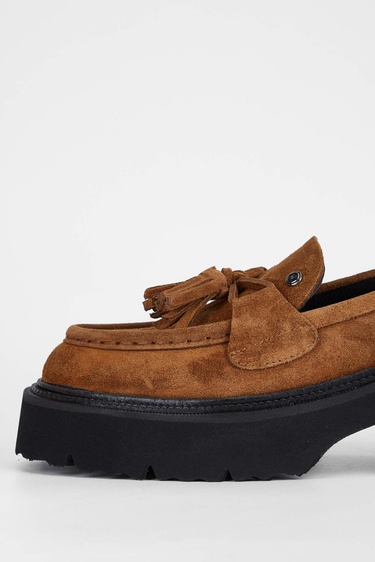  Tamer Tanca Kadın Hakiki Deri Taba Süet Loafer Ayakkabı