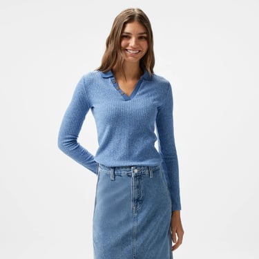  Nautica Kadın Mavi Uzun Kollu Polo