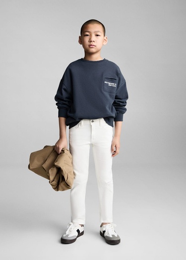  Mango Çocuk Slim Fit Jean Beyaz