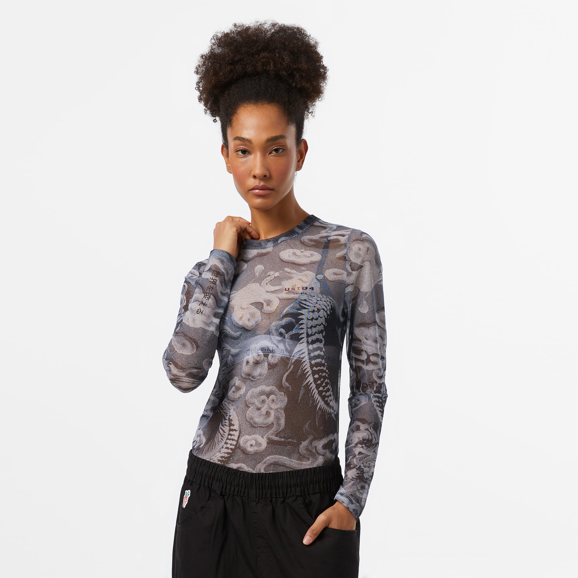  UNITED4 Kadın Beyaz Detaylı Siyah T-Shirt