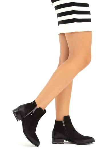  Tamer Tanca Kadın Hakiki Deri Siyah Nubuk Klasik Bot