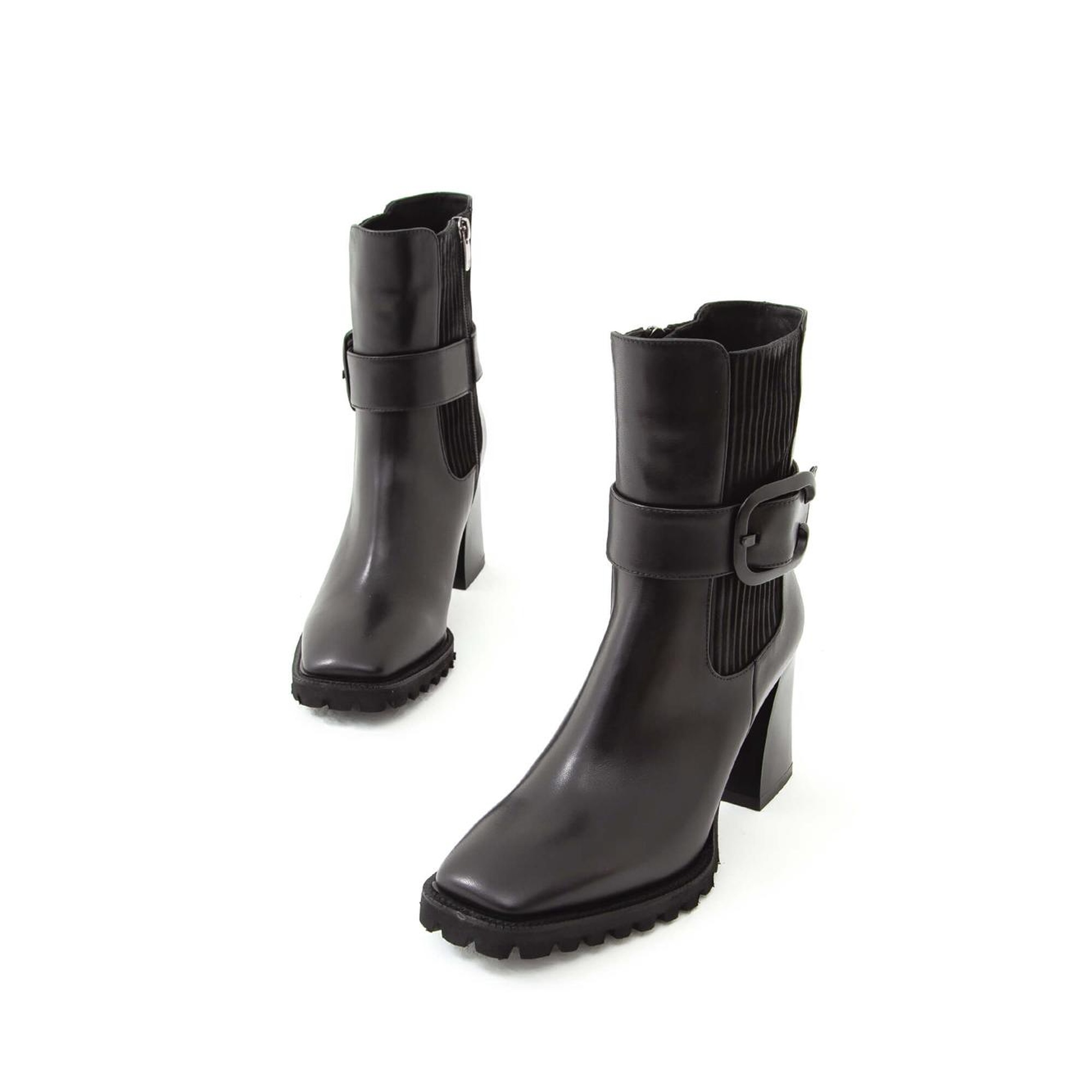 Tamer Tanca Kadın Hakiki Deri Siyah Deri Topuklu Bot