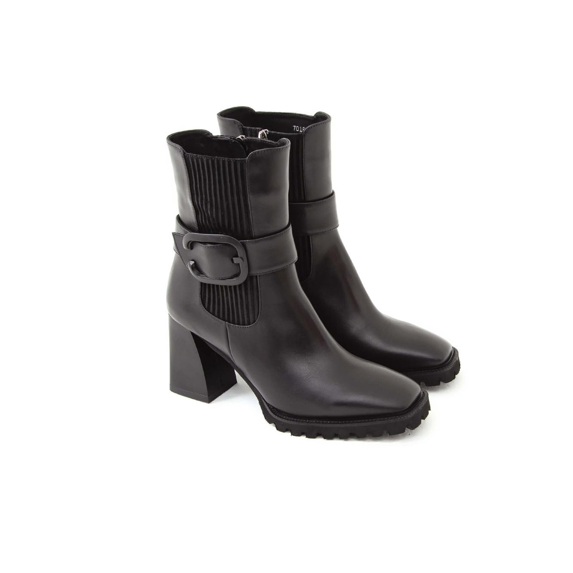 Tamer Tanca Kadın Hakiki Deri Siyah Deri Topuklu Bot