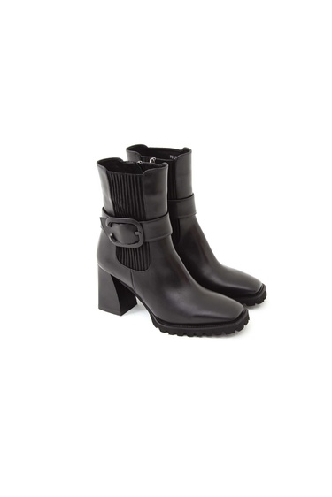  Tamer Tanca Kadın Hakiki Deri Siyah Deri Topuklu Bot