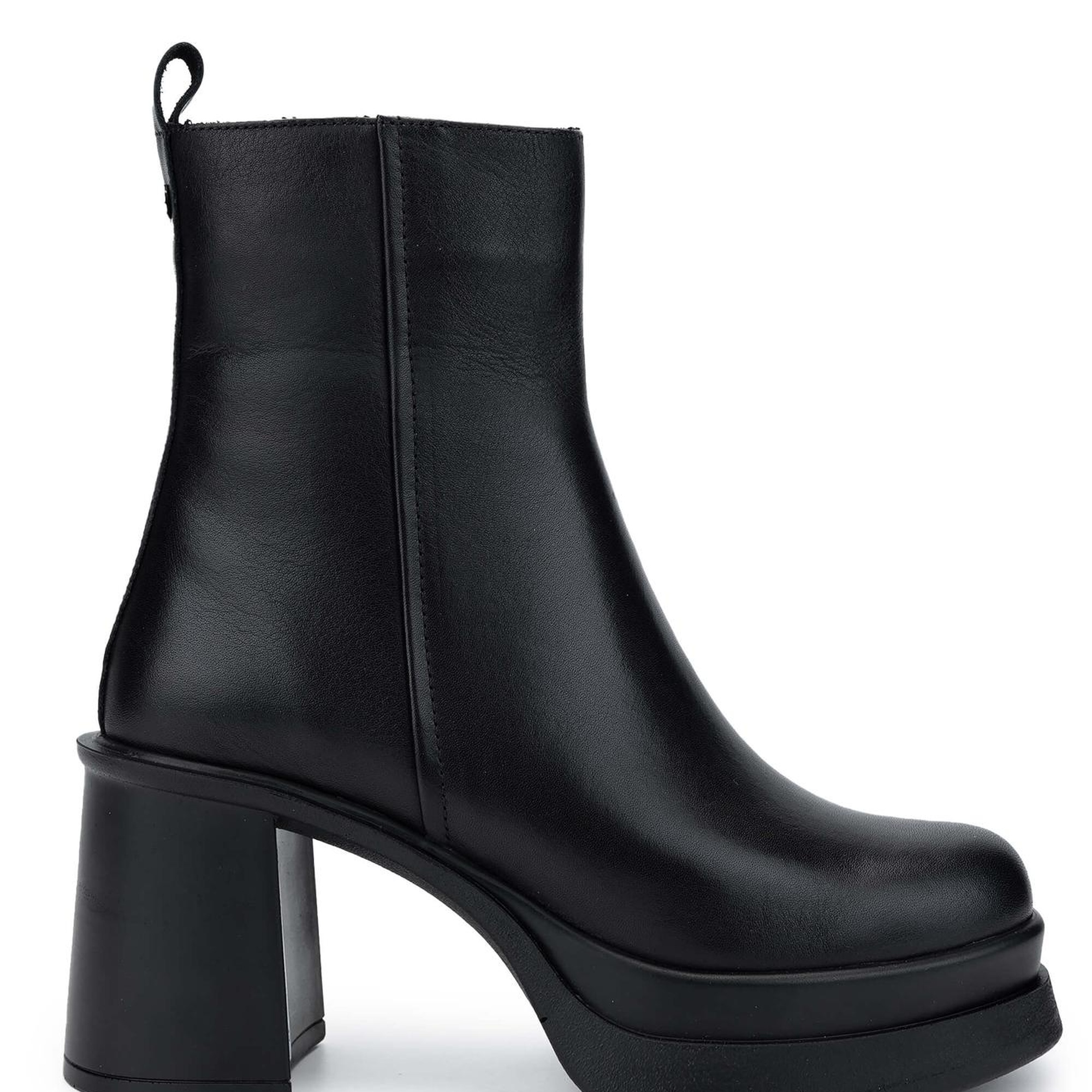 Tamer Tanca Kadın Hakiki Deri Siyah Deri Topuklu Bot