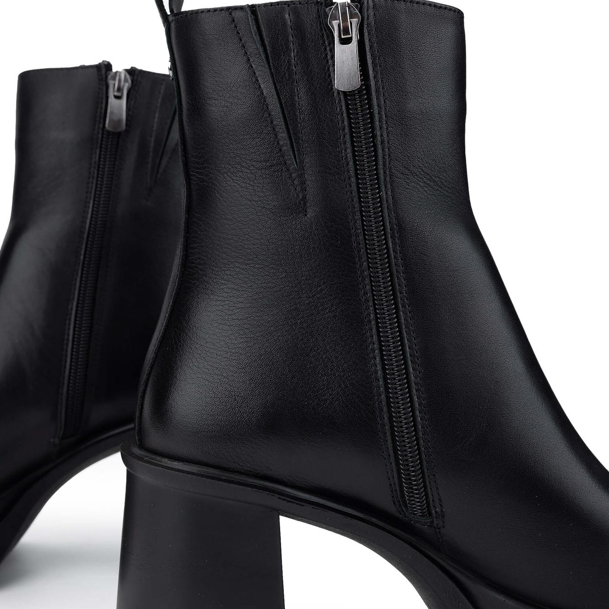 Tamer Tanca Kadın Hakiki Deri Siyah Deri Topuklu Bot