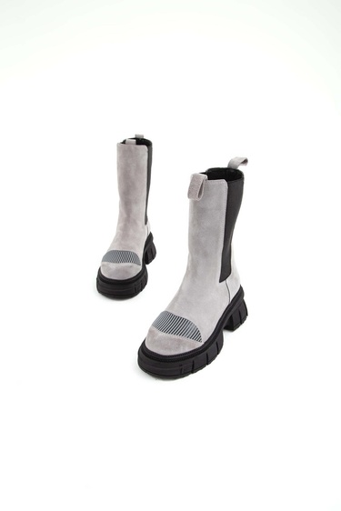  Tamer Tanca Kadın Hakiki Deri Gri Casual Bot