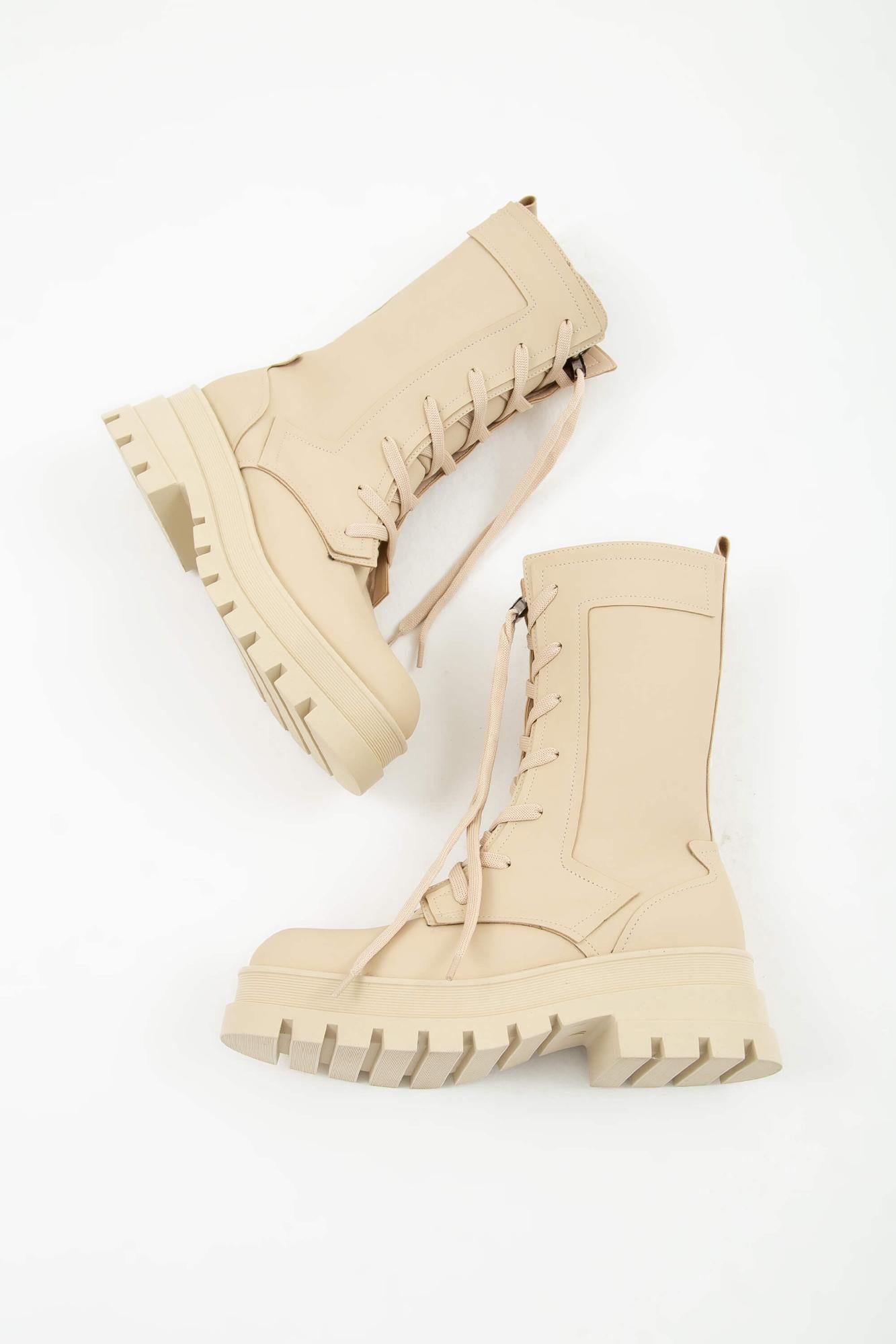 Tamer Tanca Tamer Tanca Kadın Hakiki Deri Bej POSTAL Bot | FashFed Bej - 4. görsel