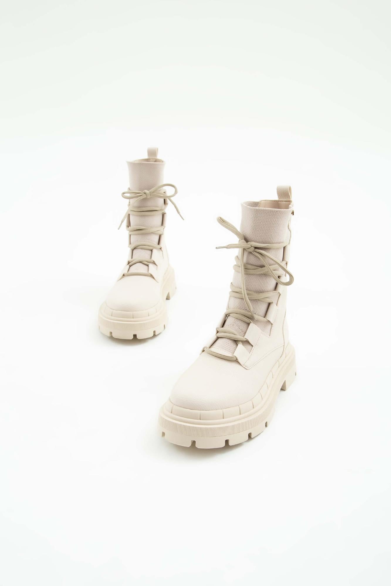 Tamer Tanca Tamer Tanca Kadın Hakiki Deri Ekru Casual Bot | FashFed Ekru - 3. görsel