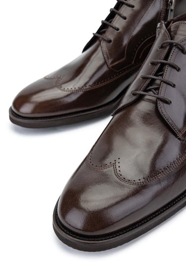  Tamer Tanca Erkek Hakiki Deri Kahverengi Klasik Bot