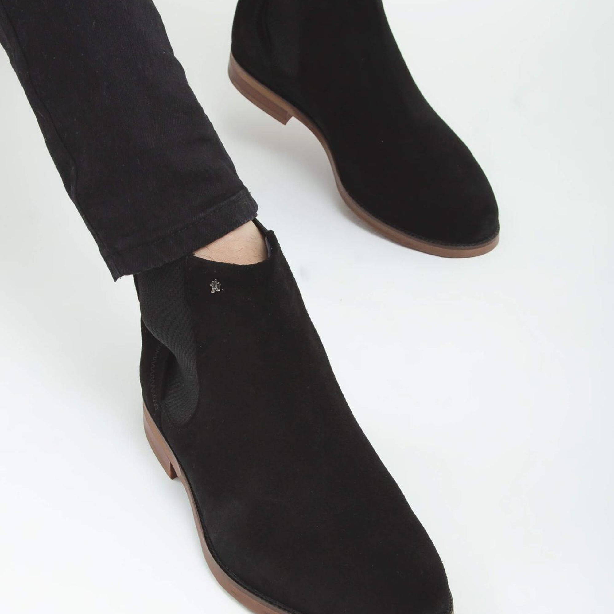 Tamer Tanca Erkek Hakiki Deri Siyah Süet Casual Bot