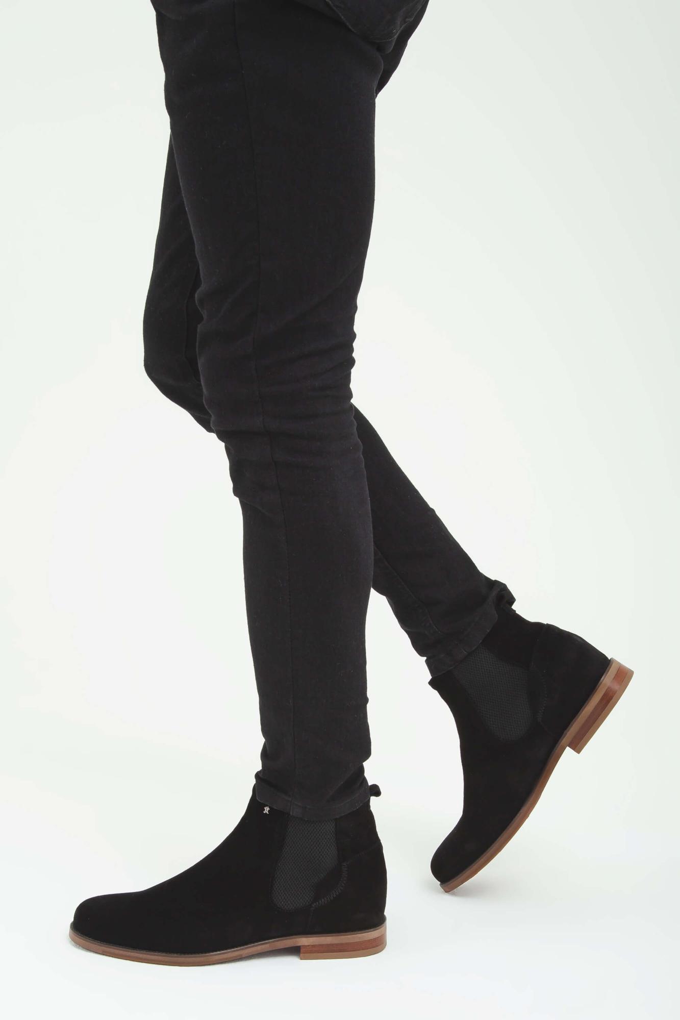  Tamer Tanca Erkek Hakiki Deri Siyah Süet Casual Bot