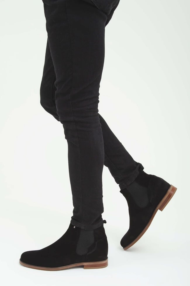  Tamer Tanca Erkek Hakiki Deri Siyah Süet Casual Bot