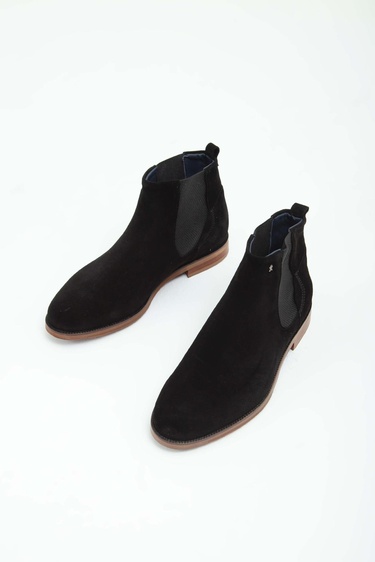  Tamer Tanca Erkek Hakiki Deri Siyah Süet Casual Bot