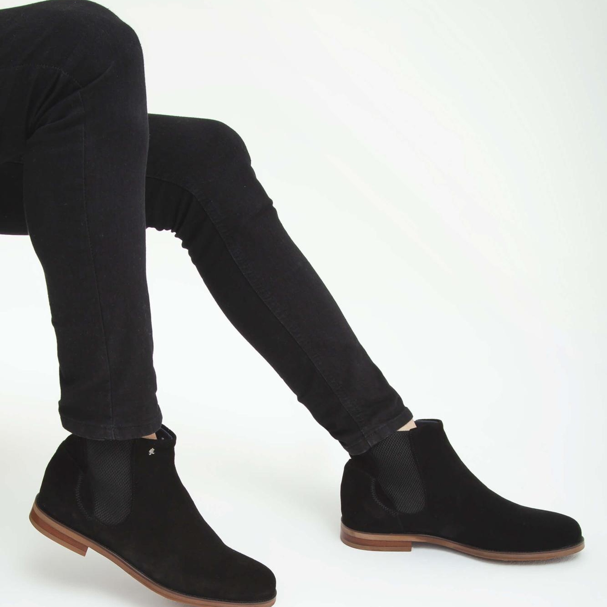 Tamer Tanca Erkek Hakiki Deri Siyah Süet Casual Bot