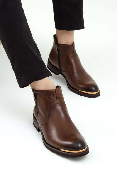  Tamer Tanca Erkek Hakiki Deri Kahverengi Klasik Bot