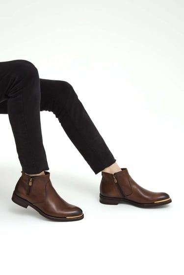  Tamer Tanca Erkek Hakiki Deri Kahverengi Klasik Bot