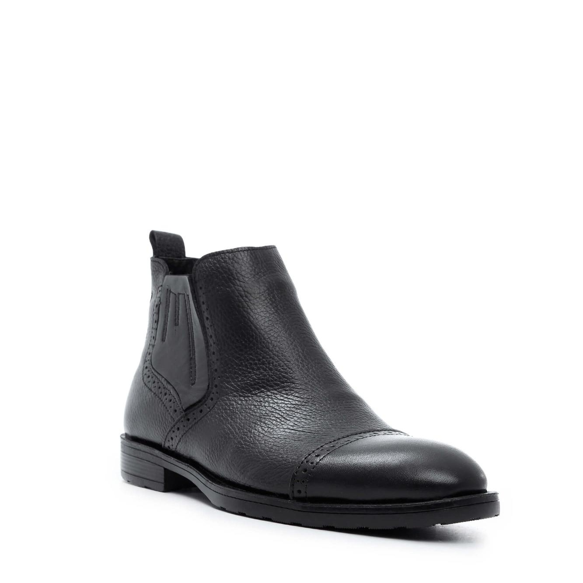 Tamer Tanca Erkek Hakiki Deri Siyah Floter Klasik Bot