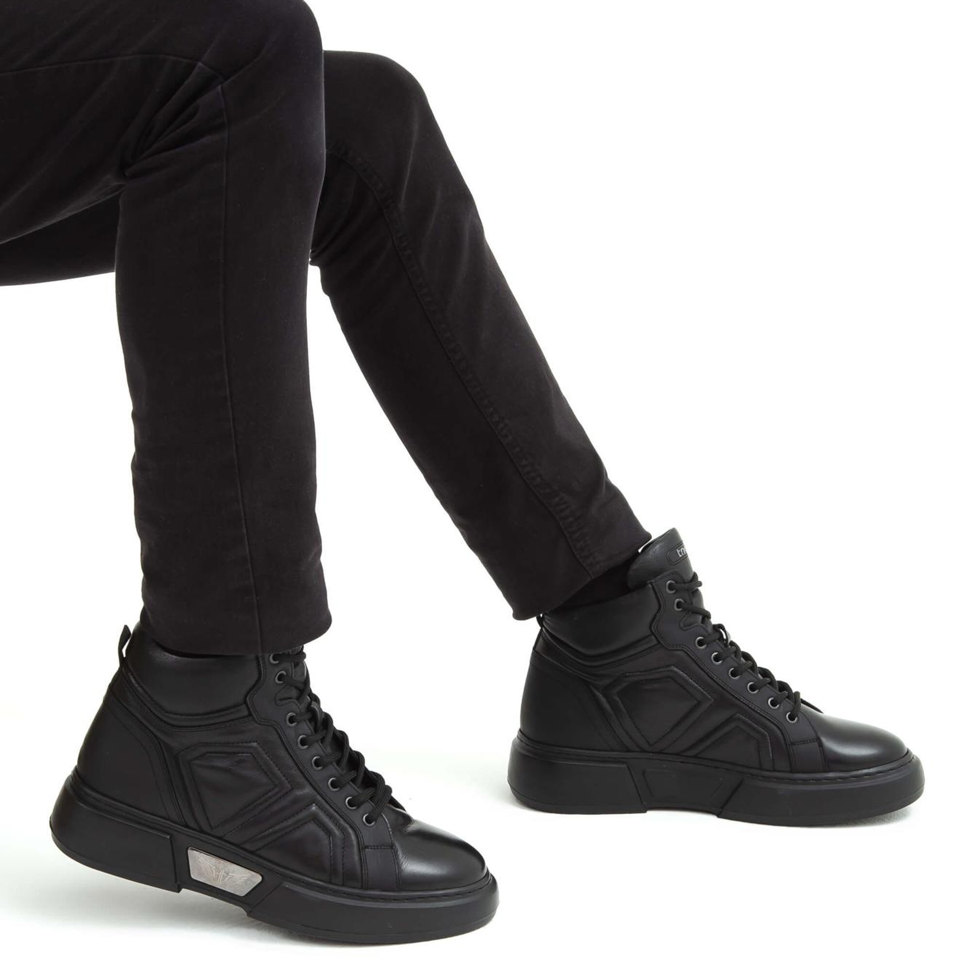 Tamer Tanca Erkek Hakiki Deri Siyah Casual Bot