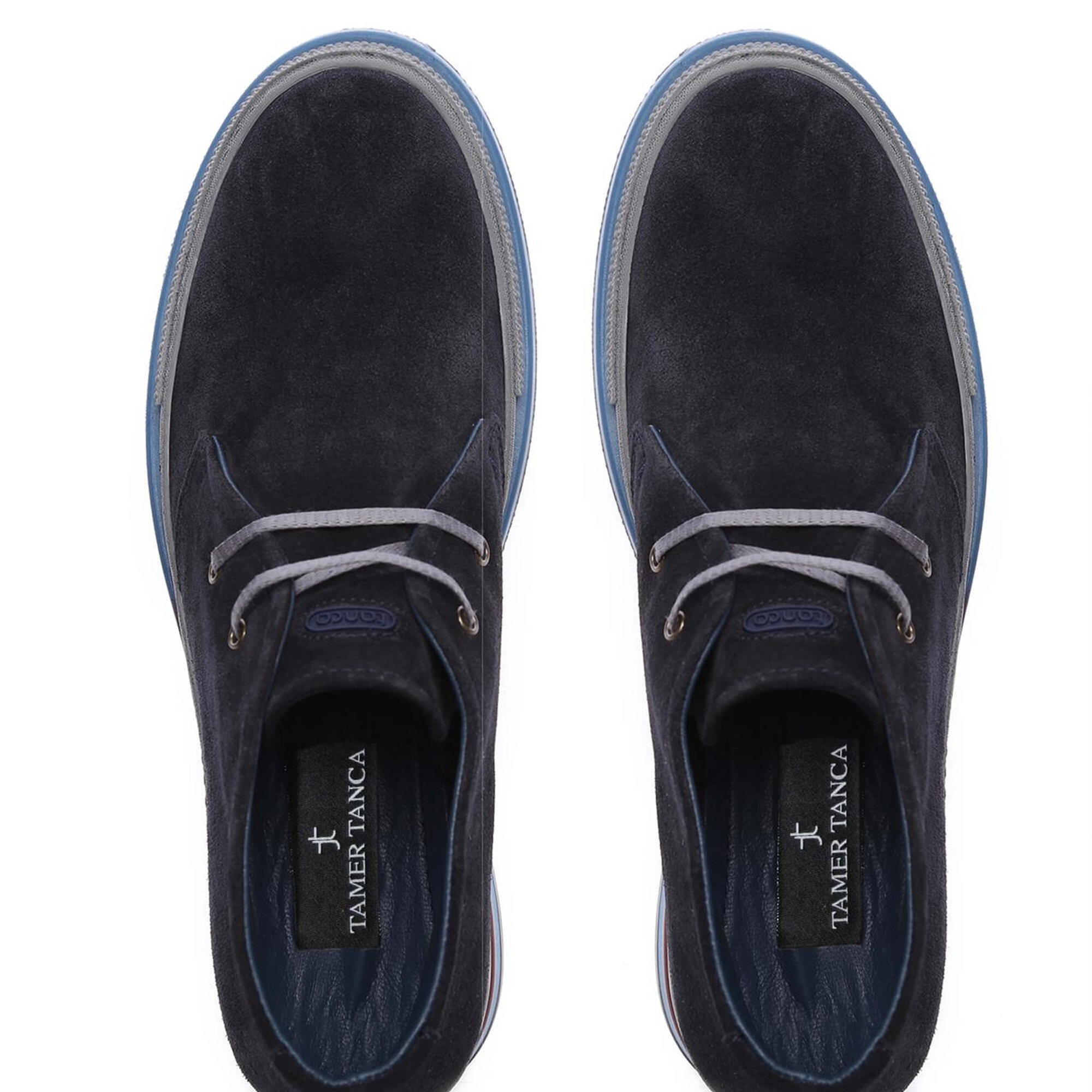 Tamer Tanca Erkek Hakiki Deri Lacivert Süet Casual Bot