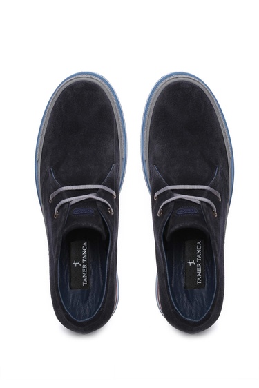  Tamer Tanca Erkek Hakiki Deri Lacivert Süet Casual Bot