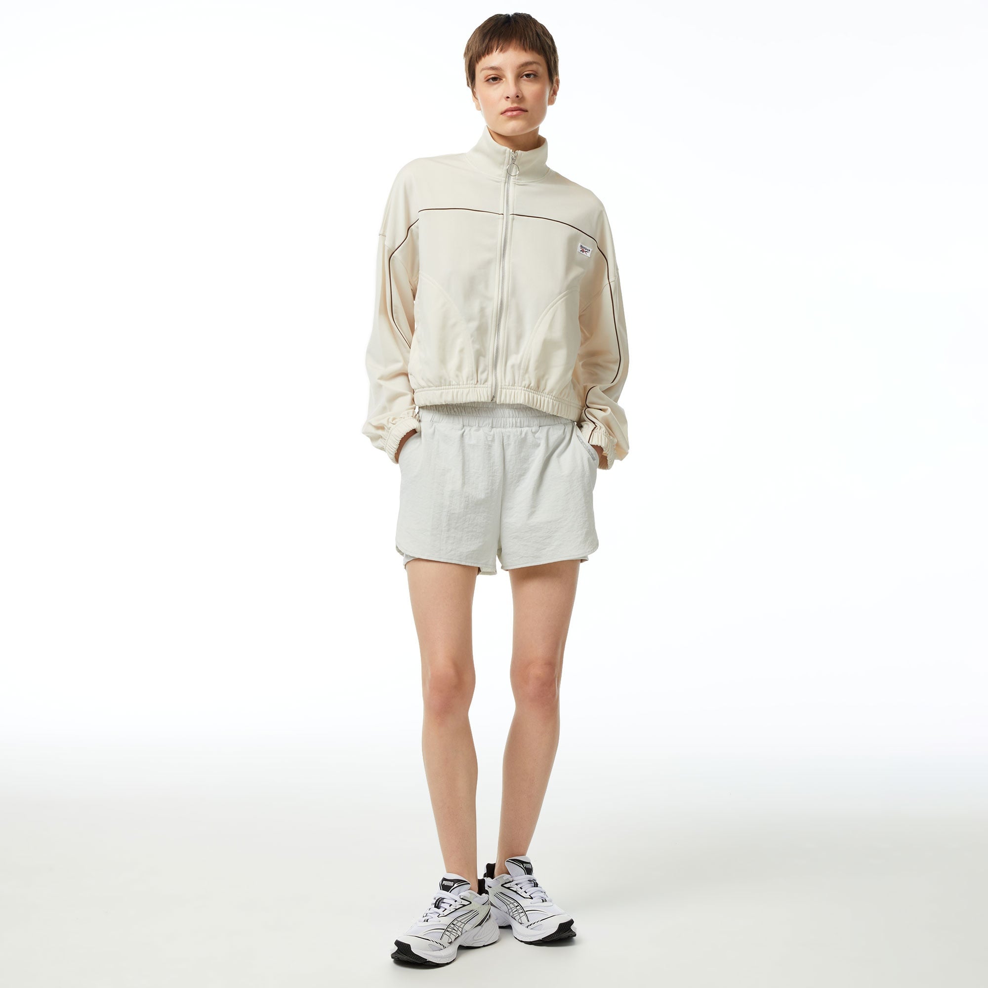 Reebok Cl Cs Bball Kadın Bej Eşofman Üstü